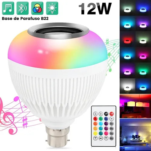 Lâmpada De Led Com Bluetooth E Caixa De Som Rgb